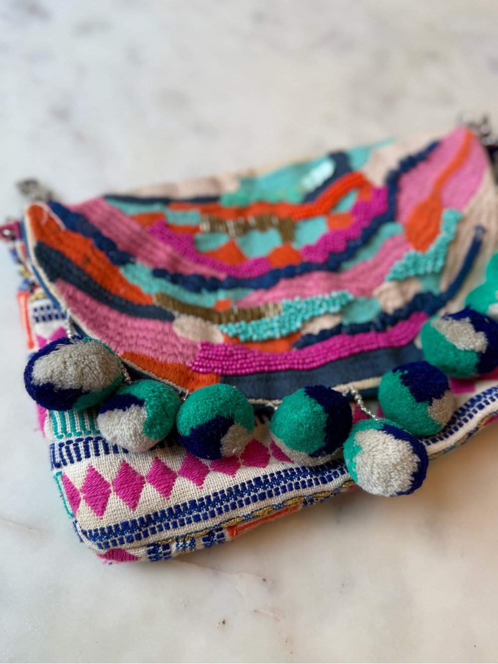 Colorful Pom-Pom Clutch